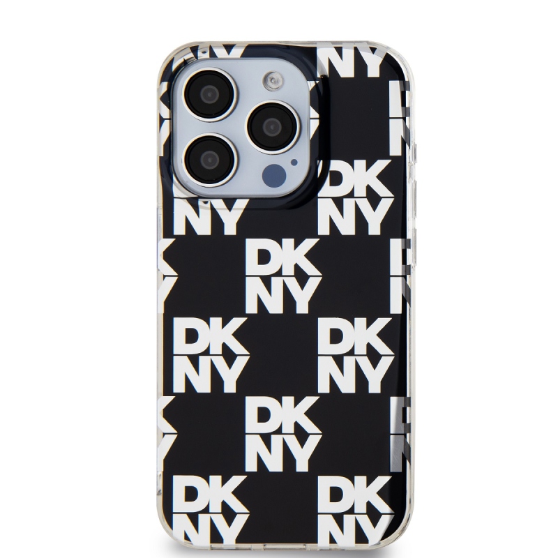 DKNY PC/TPU kockás mintás hátsó borító iPhone 14 Pro Max készülékhez Fekete