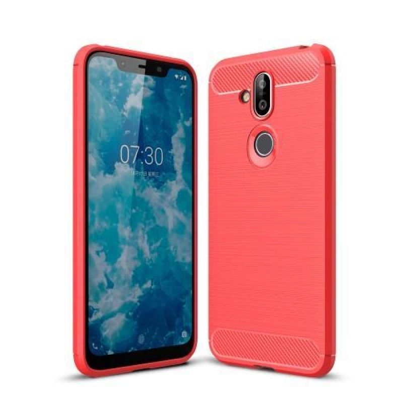 Szálas zselés tartós borítás Nokia 8.1 készülékhez - piros