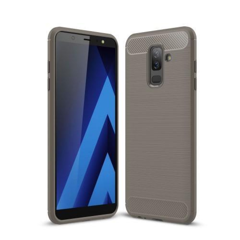 Szálálló zselés borítás textúrázott hátlappal Samsung Galaxy A6+ (2018) - szürke