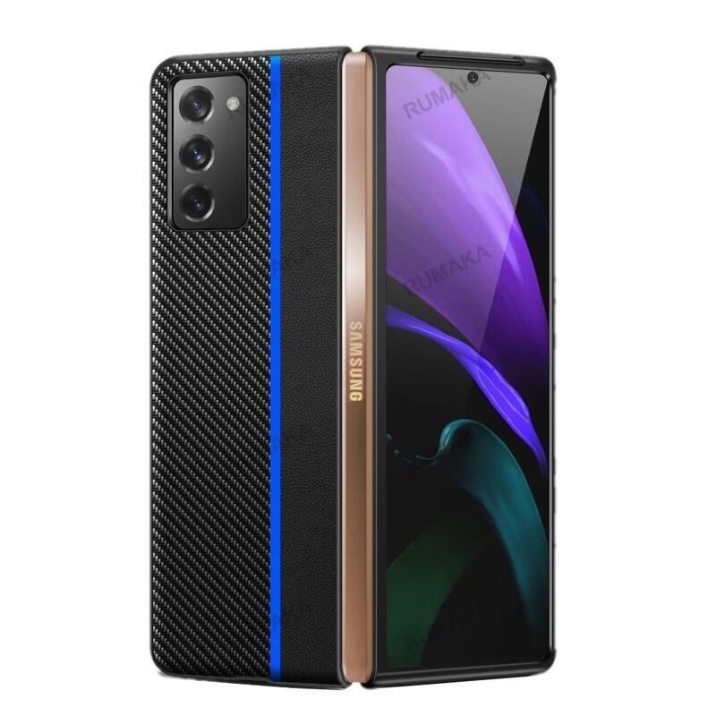 Szálas műanyag tok mobiltelefonhoz Samsung Galaxy Z Fold2 5G - kék/fekete