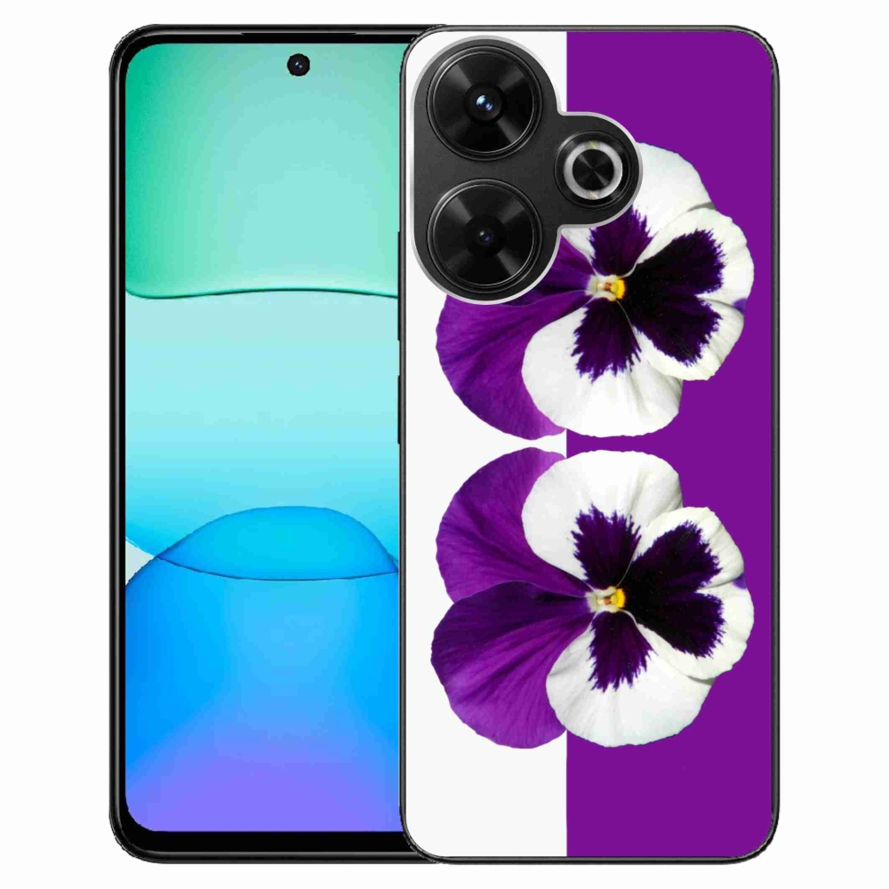 Gél borítás mmCase a Xiaomi Redmi 13 4G/Poco M6 4G - lila és fehér virághoz