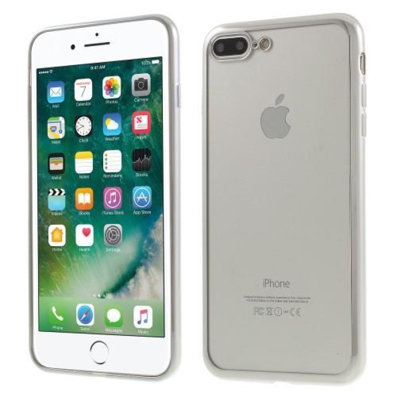 Finom zselés tok markáns keretezéssel iPhone 8 Plus és iPhone 7 Plus készülékhez - ezüst színű