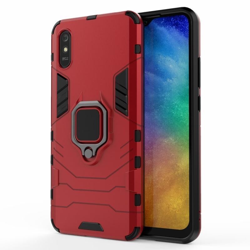 Ujj hibrid tartós tok ujjgyűrűvel Xiaomi Redmi 9A/9AT számára - piros