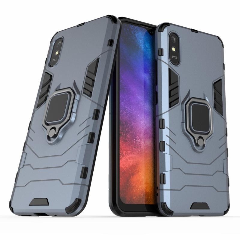 Ujj hibrid tartós tok ujjgyűrűvel Xiaomi Redmi 9A/9AT számára - kék