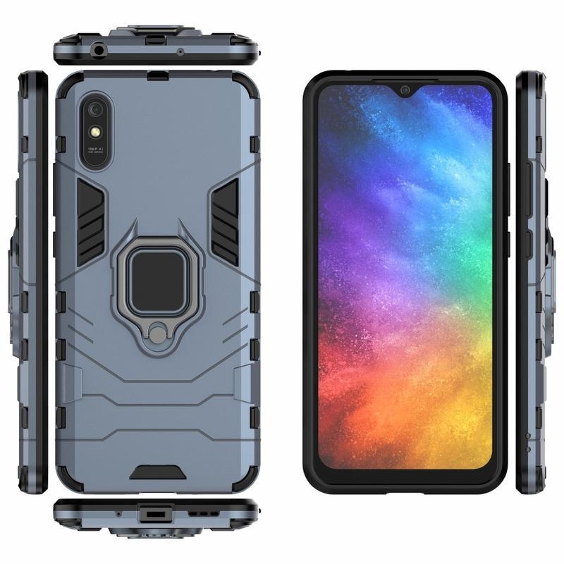 Ujj hibrid tartós tok ujjgyűrűvel Xiaomi Redmi 9A/9AT számára - kék