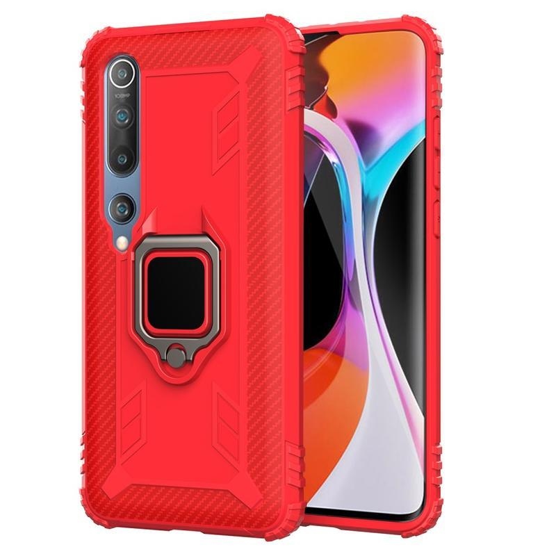 Ujjálló hibrid védőburkolat ujjgyűrűvel Xiaomi Mi 10/Mi 10 Pro készülékhez - piros