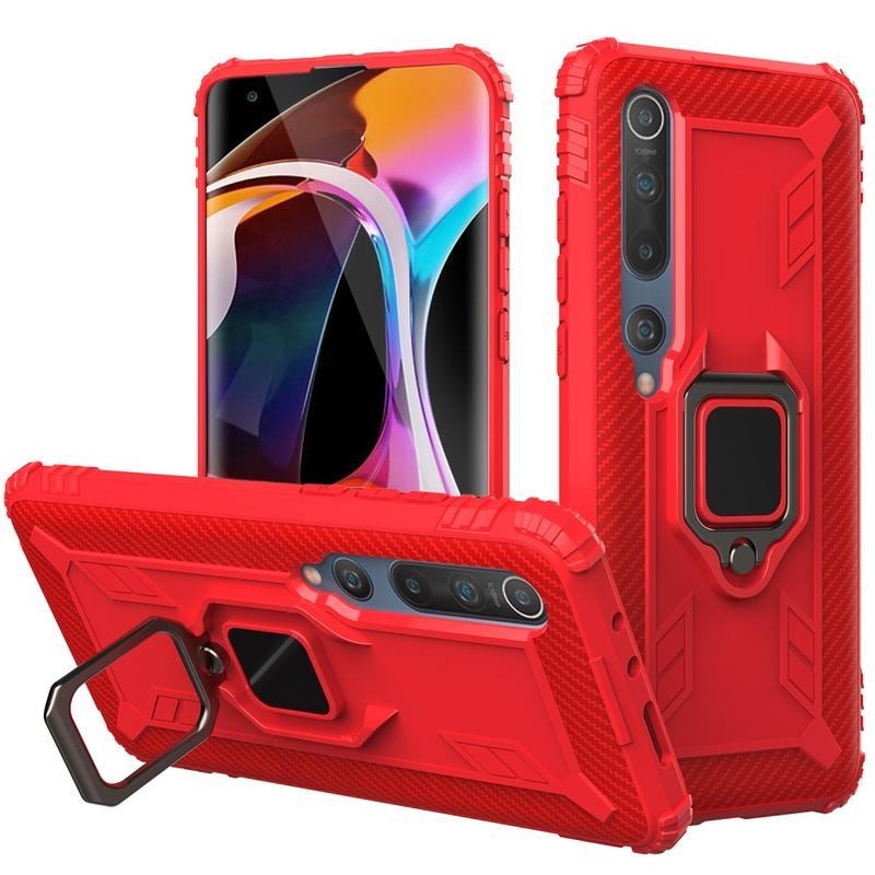 Ujjálló hibrid védőburkolat ujjgyűrűvel Xiaomi Mi 10/Mi 10 Pro készülékhez - piros