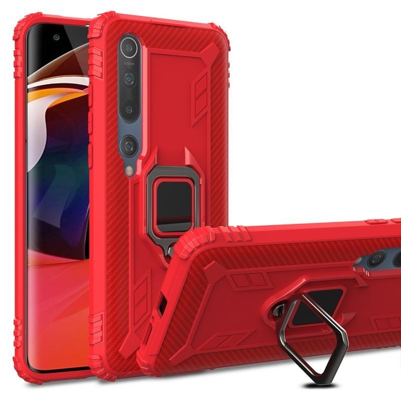 Ujjálló hibrid védőburkolat ujjgyűrűvel Xiaomi Mi 10/Mi 10 Pro készülékhez - piros