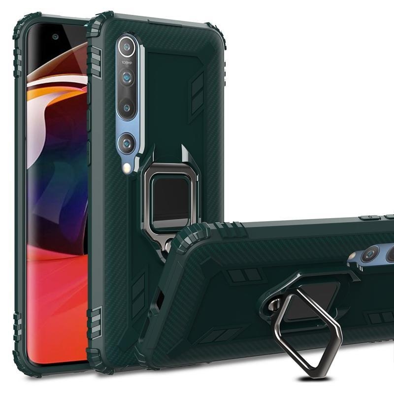Ujjálló hibrid védőburkolat ujjgyűrűvel Xiaomi Mi 10/Mi 10 Pro készülékhez - zöld