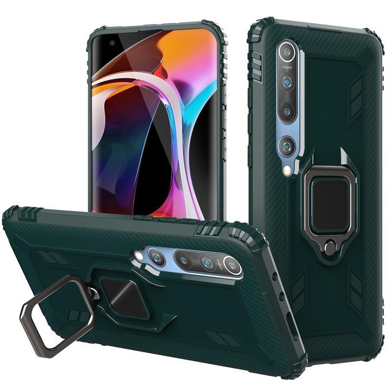 Ujjálló hibrid védőburkolat ujjgyűrűvel Xiaomi Mi 10/Mi 10 Pro készülékhez - zöld