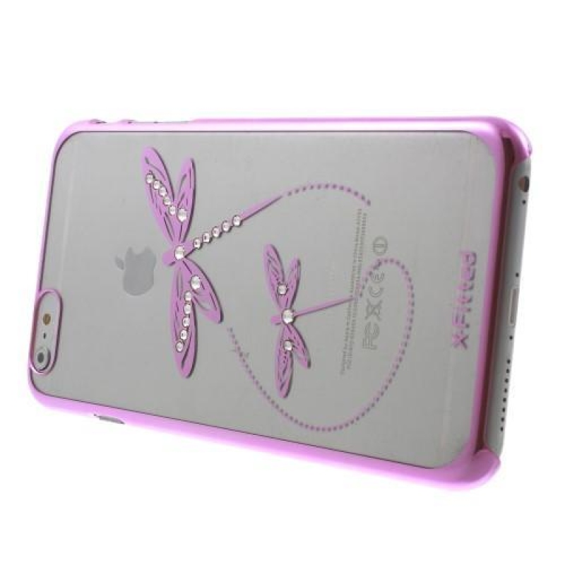 Fitty Swarovski műanyag tok kristályokkal iPhone 6s Plus és 6 Plus készülékhez - rózsaszín szitakötő