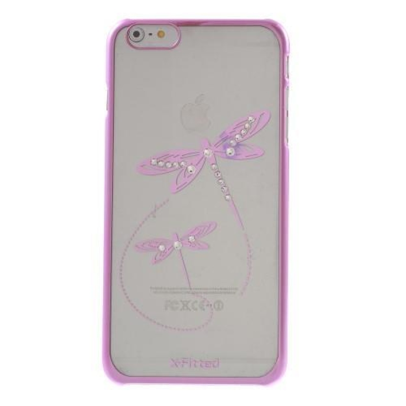 Fitty Swarovski műanyag tok kristályokkal iPhone 6s Plus és 6 Plus készülékhez - rózsaszín szitakötő