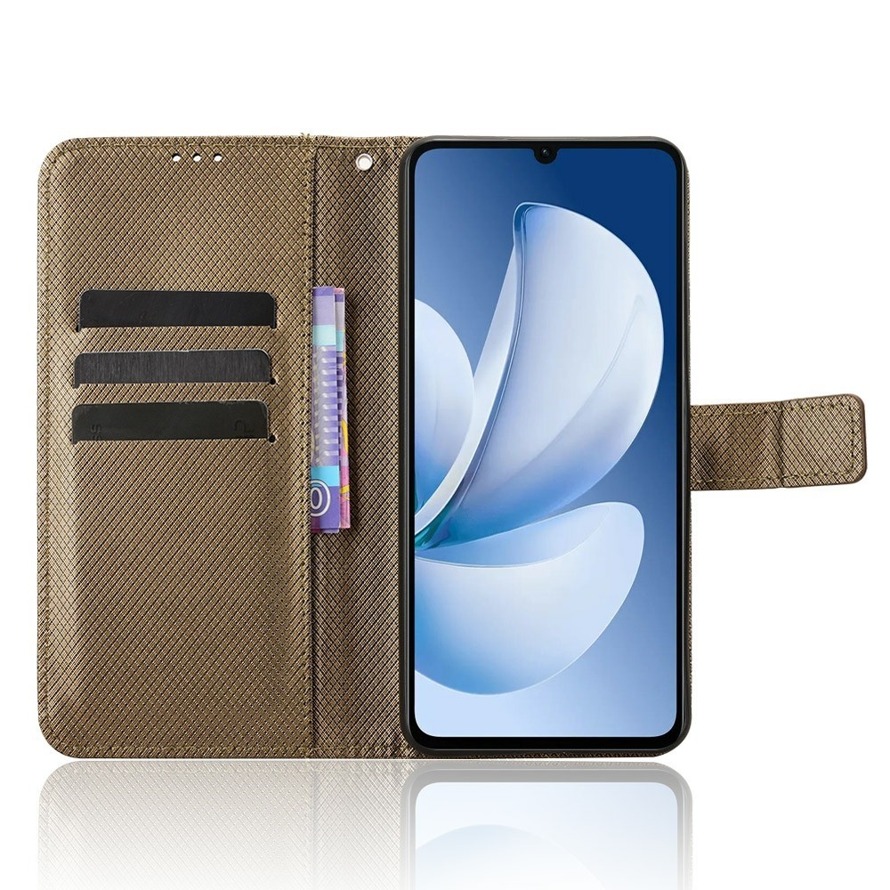 Gyémánt könyvtáska Realme Note 70T-hez - barna
