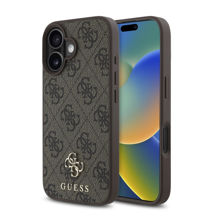 Guess PU 4G kis fém logó MagSafe hátlap iPhone 16 barna 16-hoz barna