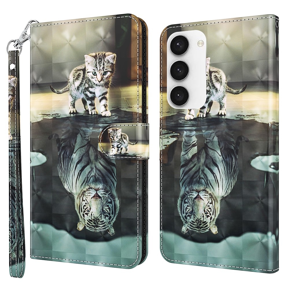 Nyomtatott könyv tok Samsung Galaxy S24 készülékhez - macska és tigris tükörkép
