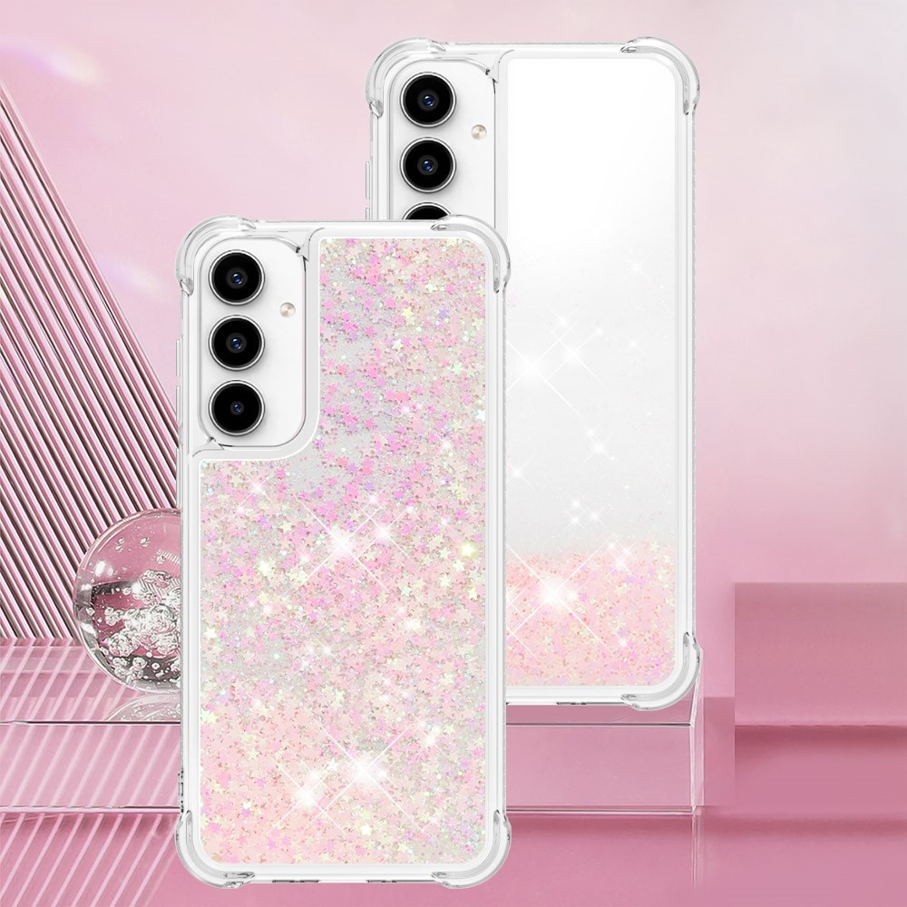 Glitter zselés homokóra tok Samsung Galaxy A55 5G - rózsaszín / csillagok