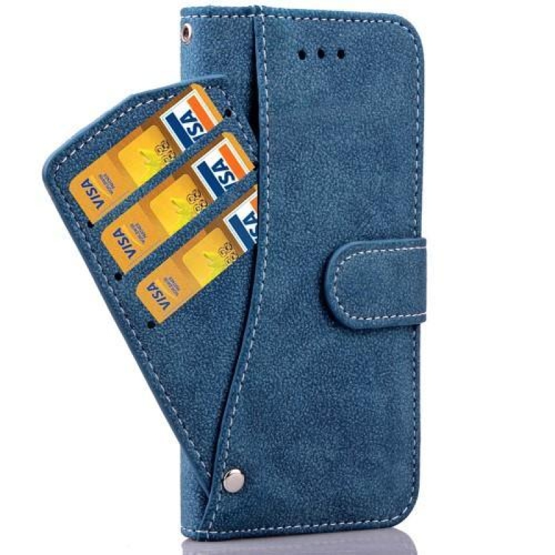Flipy PU bőr tok csúszórekeszekkel iPhone 6 Plus és iPhone 6s Plus készülékhez - kék