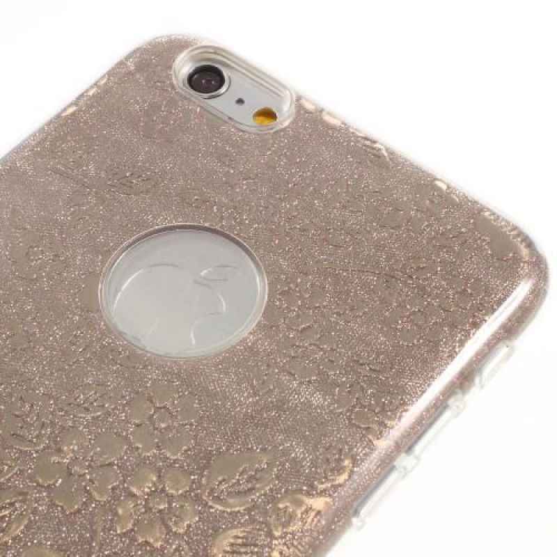 Virágos zselés tok iPhone 6 Plus és 6s Plus készülékhez - arany színben