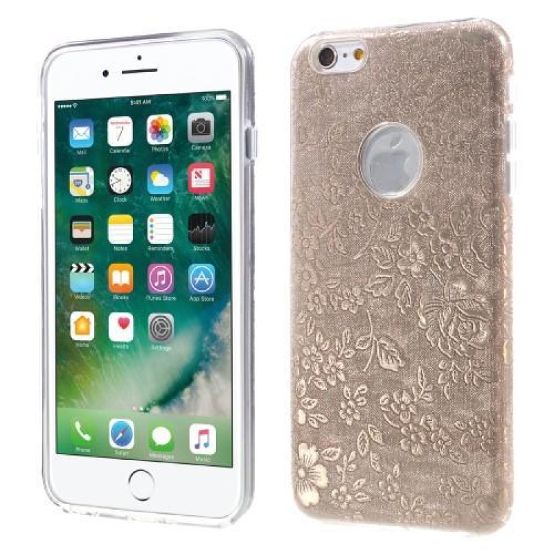 Virágos zselés tok iPhone 6 Plus és 6s Plus készülékhez - arany színben