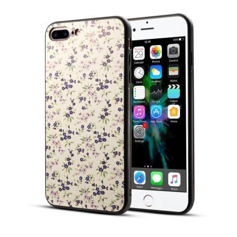 Virágos zselés tok iPhone 7 Plus és iPhone 8 Plus készülékhez - lila virágok