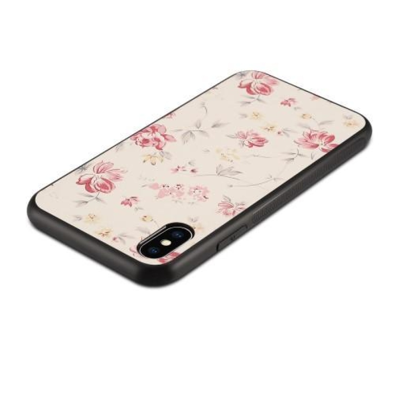 Virágos hibrid zselés tok iPhone X készülékhez - virágos kollázs