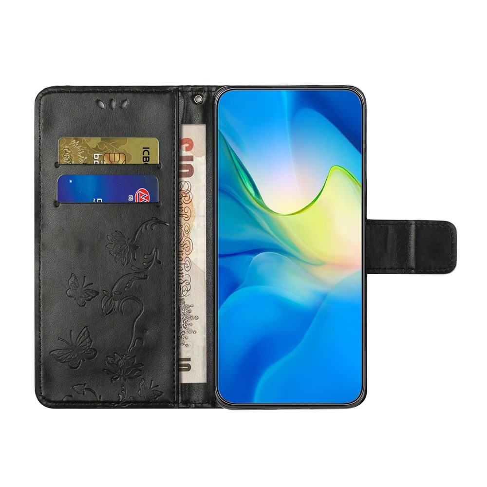 Virágos könyvtáska a Honor 400 Pro-hoz - fekete