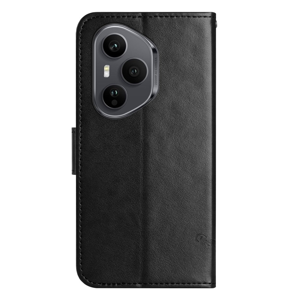 Virágos könyvtáska a Honor 400 Pro-hoz - fekete