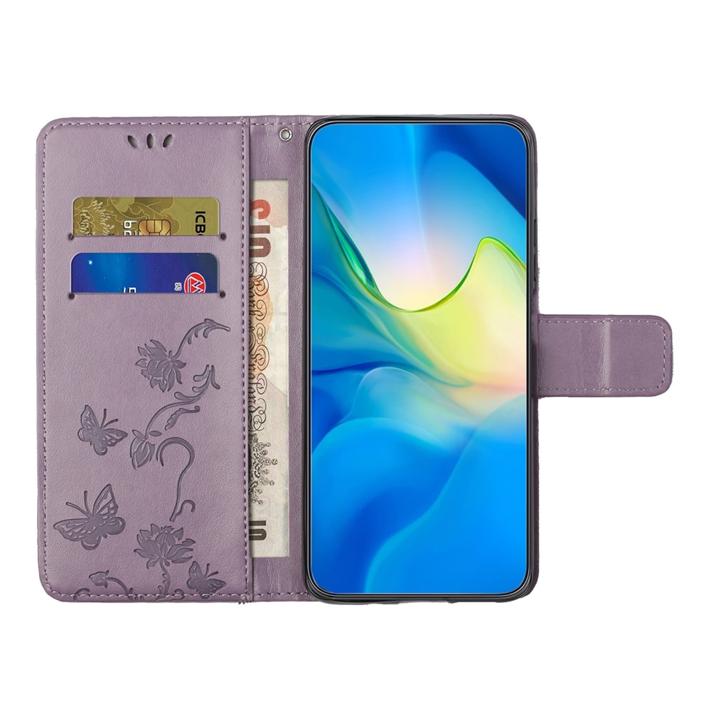 Virágos könyvtáska Honor 400 Pro-hoz - világos lila
