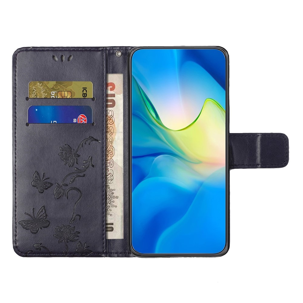 Virágos könyvtáska Honor 400 Pro-hoz - sötétkék