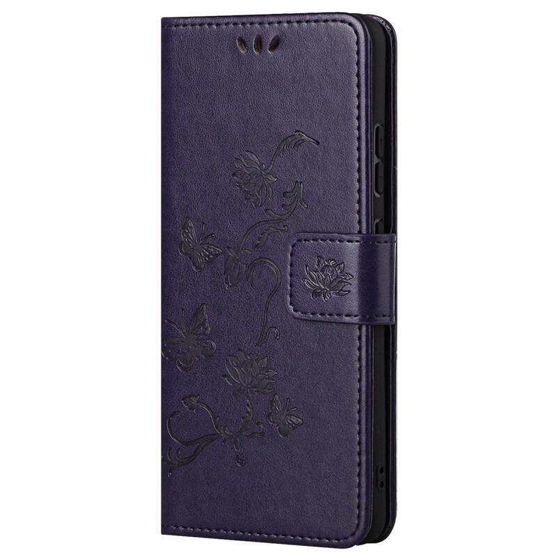Virágos könyv tok Samsung Galaxy A13 4G készülékhez - sötét lila