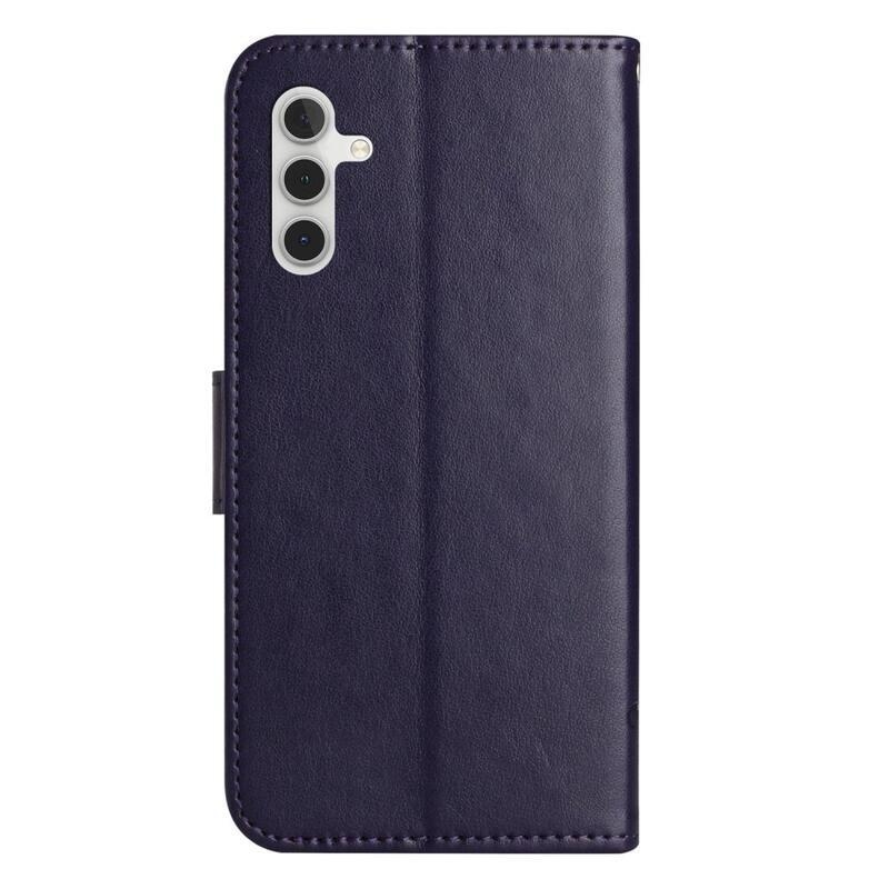 Virágos könyv tok Samsung Galaxy A14 4G/5G készülékhez - sötét lila