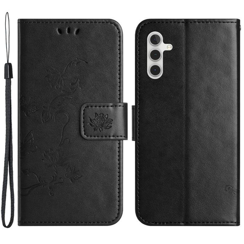 Virágos könyvtáska Samsung Galaxy A34 5G - fekete