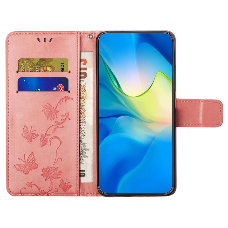 Virágos könyv tok Samsung Galaxy A34 5G - rózsaszínű