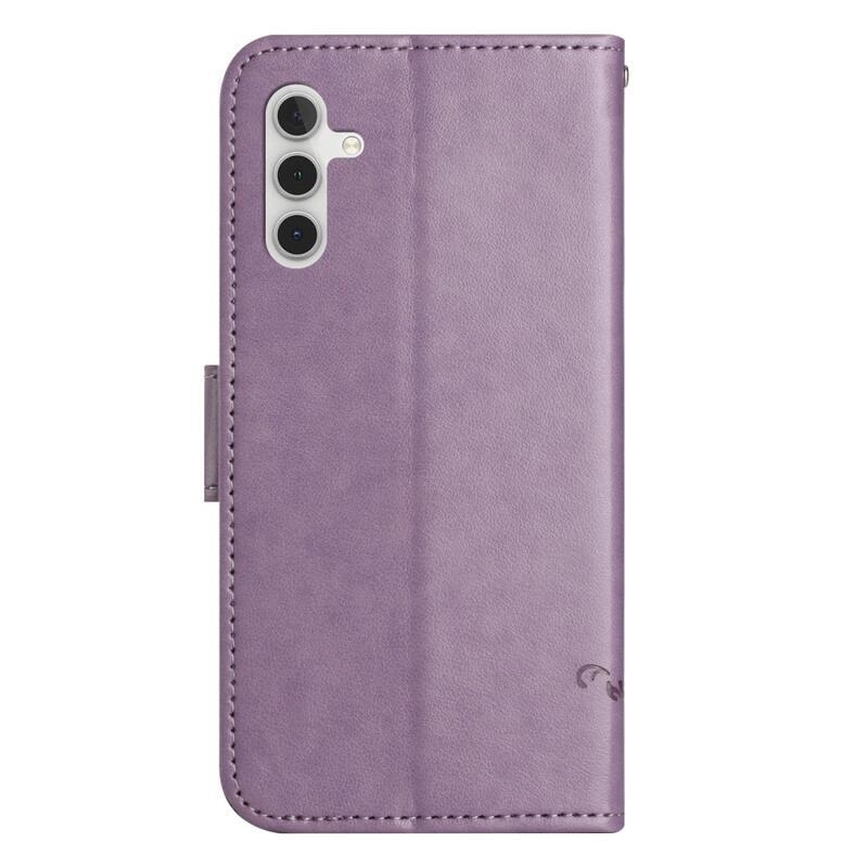 Virágos könyvtáska Samsung Galaxy A34 5G - világos lila