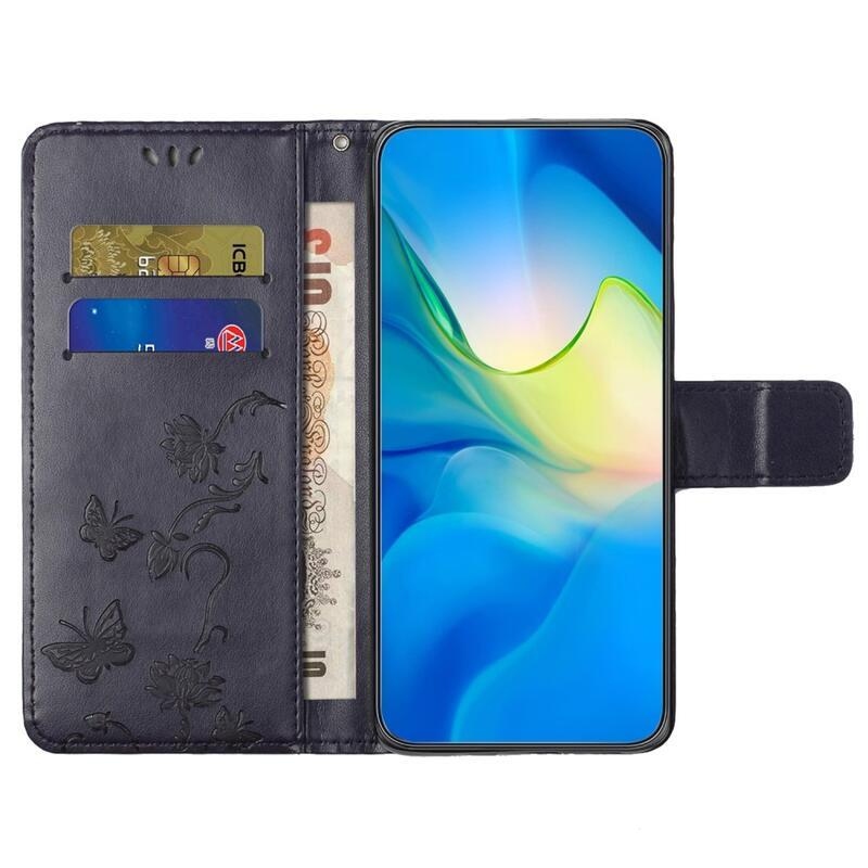Virágos könyvtáska Samsung Galaxy A34 5G - sötétlila