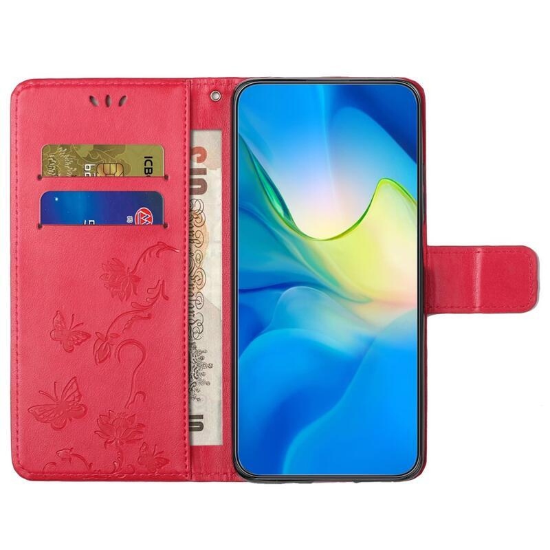 Virágos könyv tok a Xiaomi Redmi Note 12 4G-hez - piros