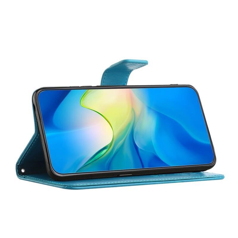 Virágos könyv tok a Xiaomi Redmi Note 12 4G-hez - kék