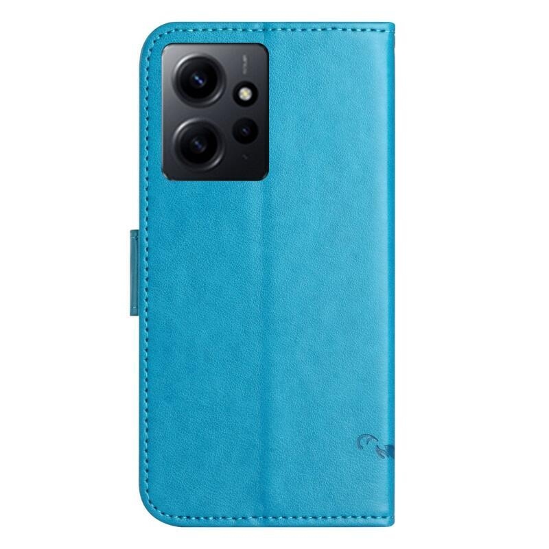 Virágos könyv tok a Xiaomi Redmi Note 12 4G-hez - kék
