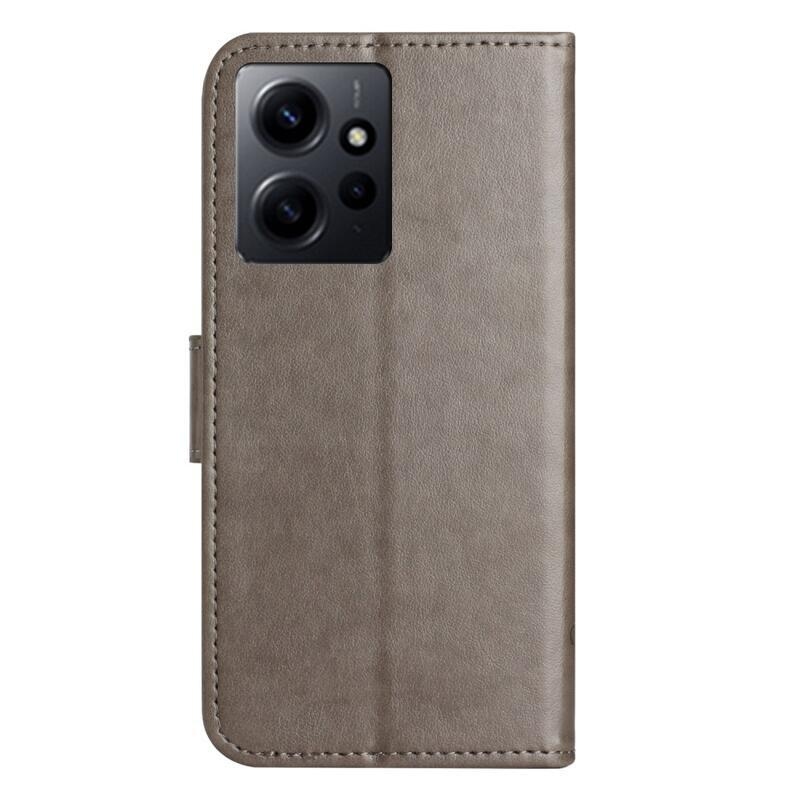 Virágos könyv tok a Xiaomi Redmi Note 12 4G-hez - szürke