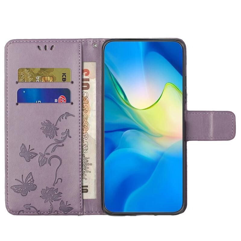 Virágos könyv tok Xiaomi Redmi Note 12 4G-hez - világos lila