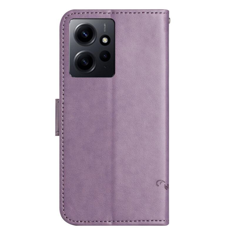 Virágos könyv tok Xiaomi Redmi Note 12 4G-hez - világos lila