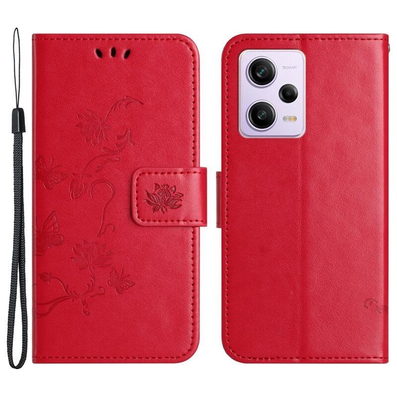 Virágos könyvtáska Xiaomi Redmi Note 12 5G/Poco X5 5G - piros