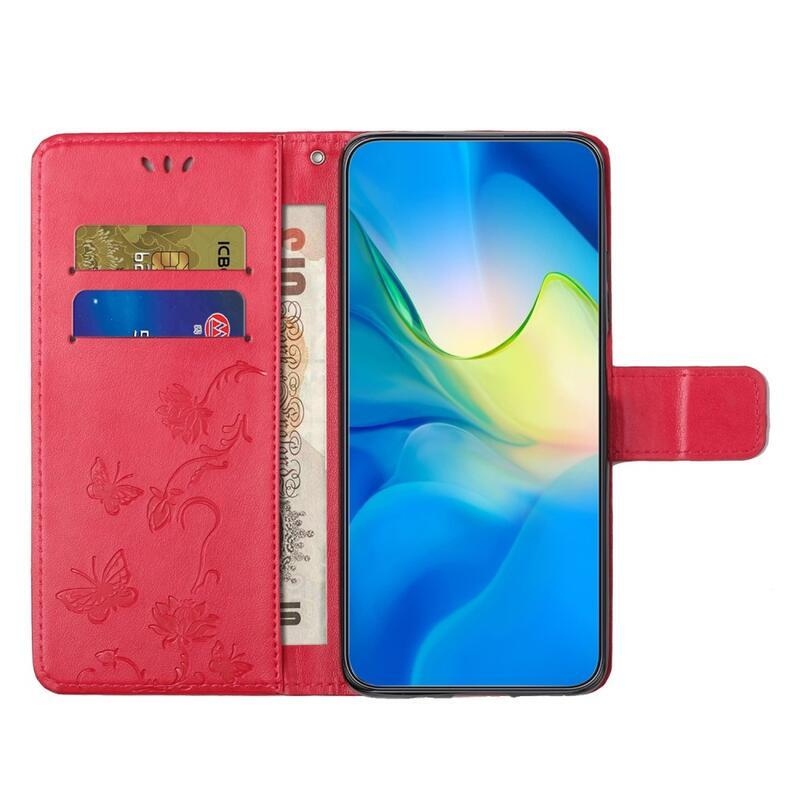 Virágos könyvtáska Xiaomi Redmi Note 12 5G/Poco X5 5G - piros