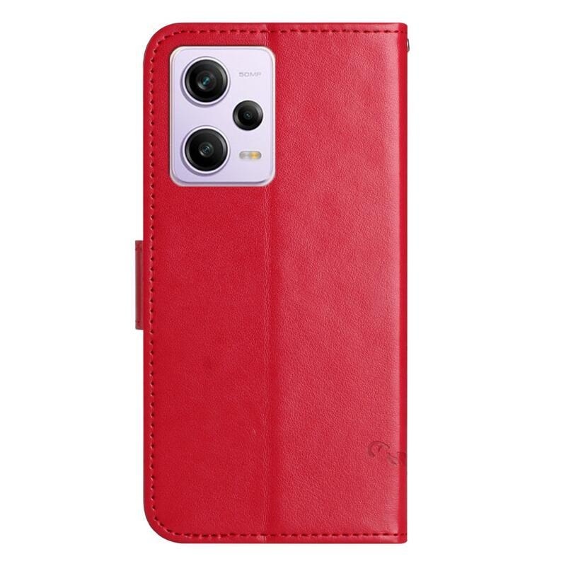 Virágos könyvtáska Xiaomi Redmi Note 12 5G/Poco X5 5G - piros