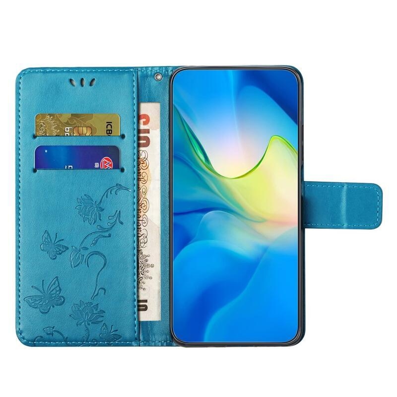 Virágos könyvtáska Xiaomi Redmi Note 12 5G/Poco X5 5G - kék