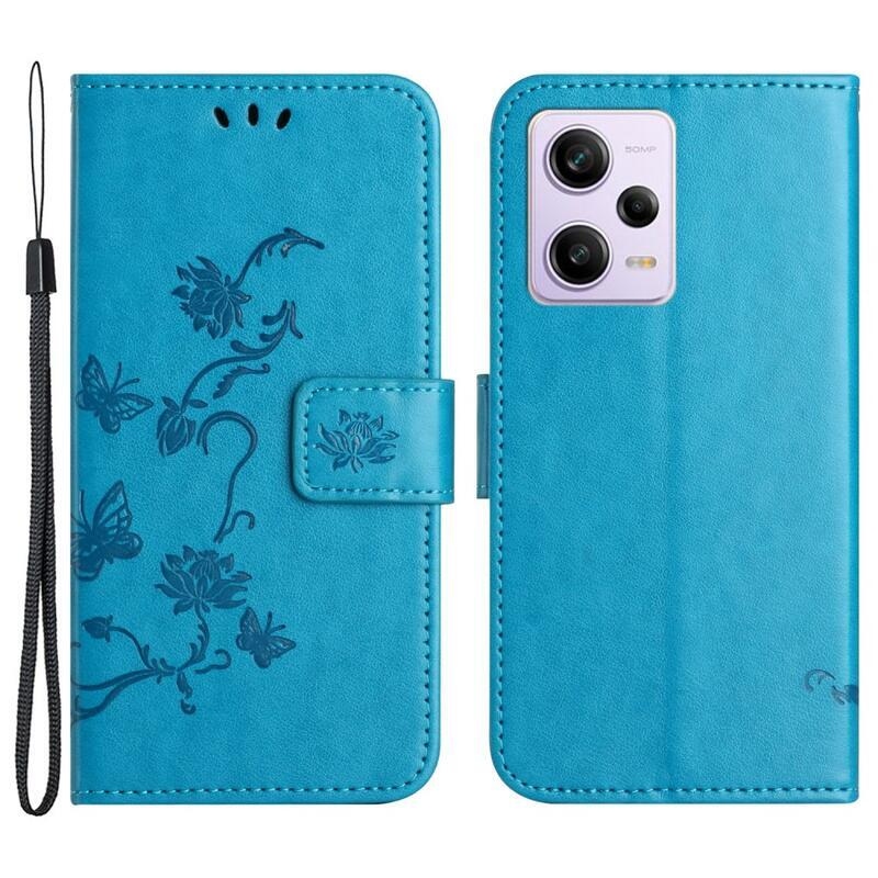 Virágos könyvtáska Xiaomi Redmi Note 12 5G/Poco X5 5G - kék
