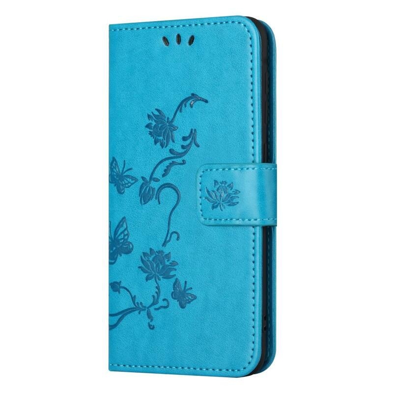 Virágos könyvtáska Xiaomi Redmi Note 12 5G/Poco X5 5G - kék
