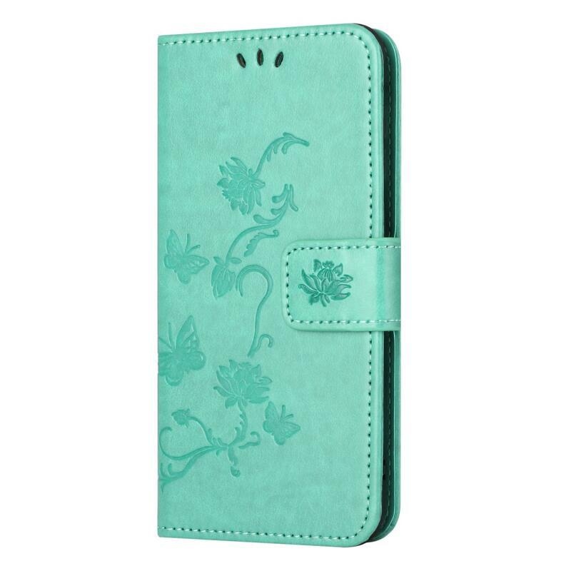 Virágos könyv tok a Xiaomi Redmi Note 12 Pro+ 5G számára - teal színű