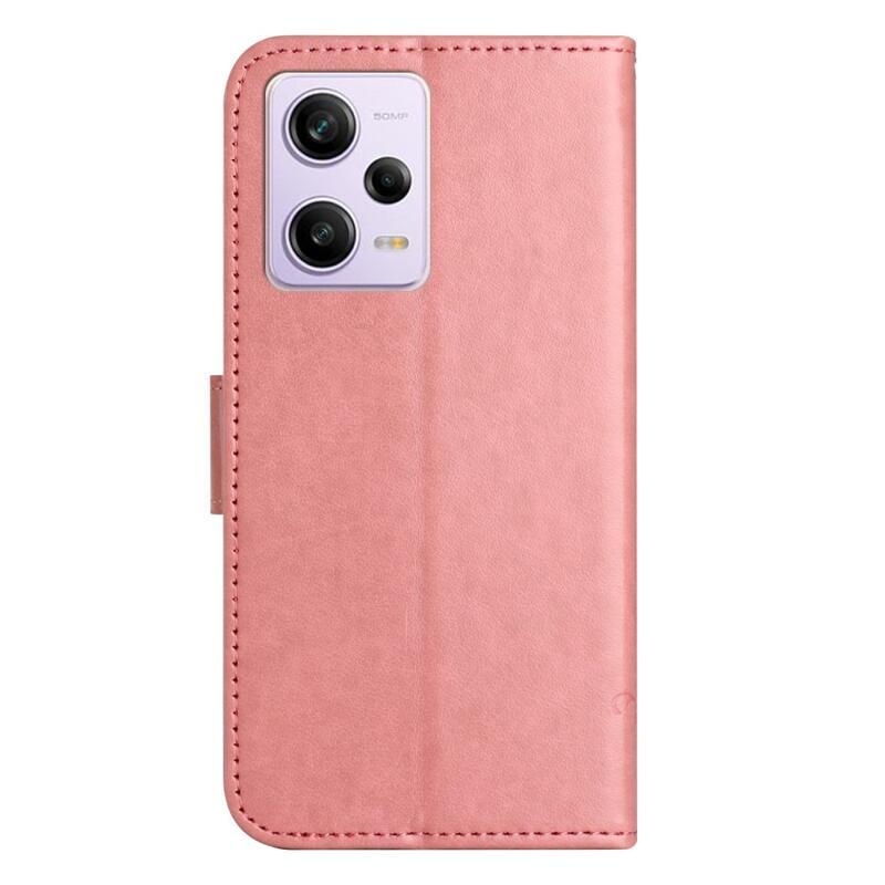 Virágos könyv tok a Xiaomi Redmi Note 12 Pro+ 5G számára - rózsaszínű