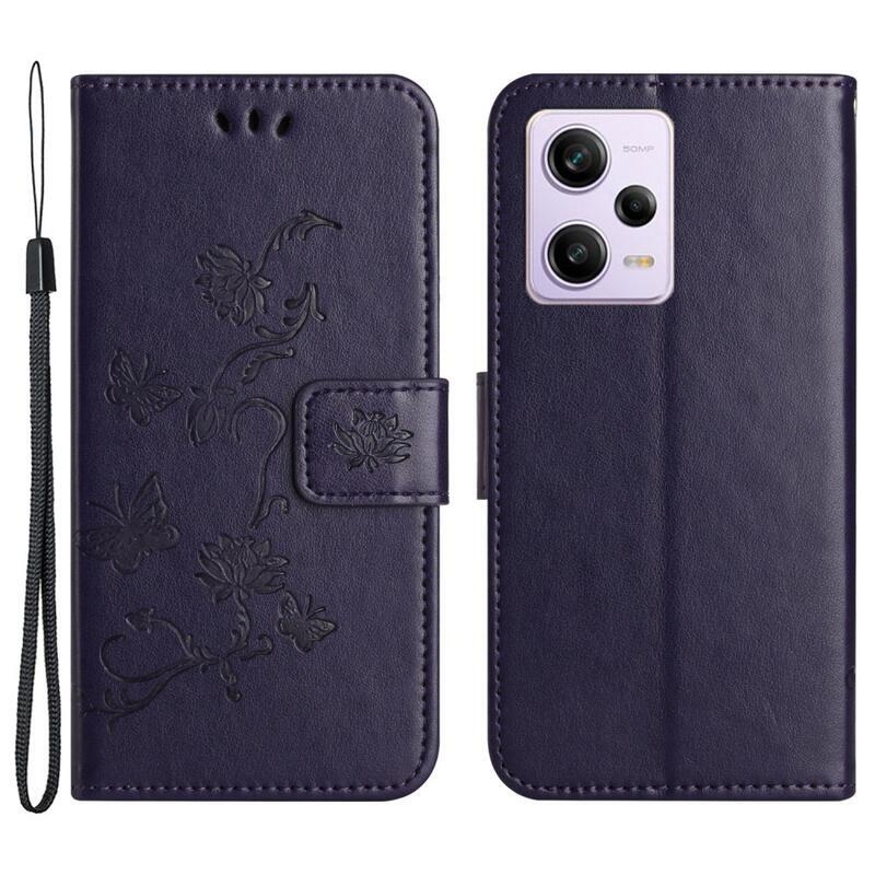 Virágos könyv tok Xiaomi Redmi Note 12 Pro+ 5G - sötét lila